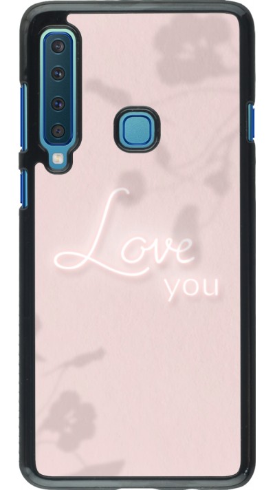 Coque Samsung Galaxy A9 - Valentine 2023 love you neon flowers shadows