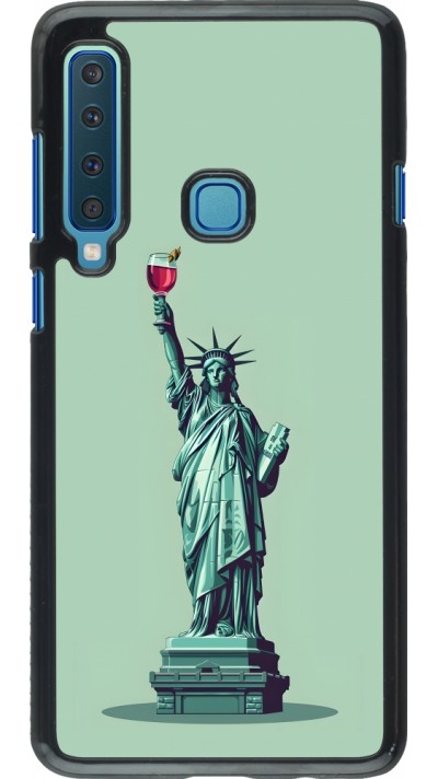Samsung Galaxy A9 Case Hülle - Freiheitsstatue mit einem Glas Wein