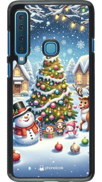Coque Samsung Galaxy A9 - Noël 2023 bonhomme de neige et sapin