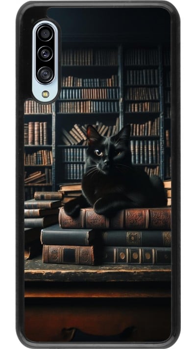 Samsung Galaxy A90 5G Case Hülle - Katze Bücher dunkel