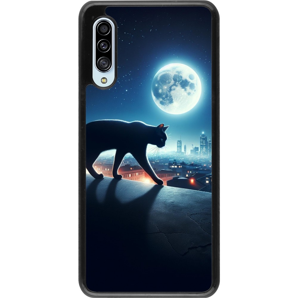 Samsung Galaxy A90 5G Case Hülle - Schwarze Katze unter dem Vollmond
