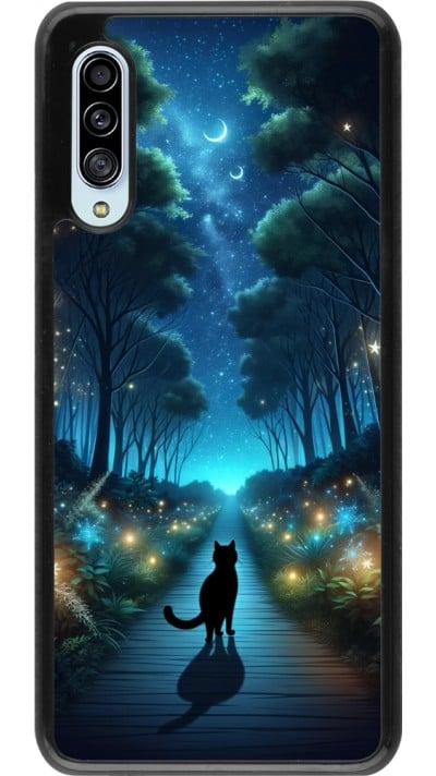 Coque Samsung Galaxy A90 5G - Chat noir promenade