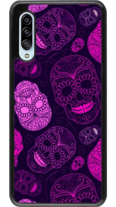 Samsung Galaxy A90 5G Case Hülle - Halloween 2023 pink skulls