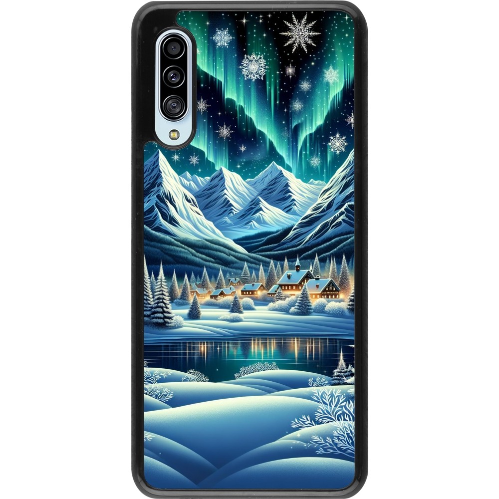 Samsung Galaxy A90 5G Case Hülle - Verschneites Bergdorf am See in der Nacht
