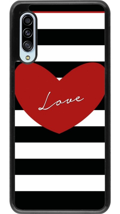 Coque Samsung Galaxy A90 5G - Valentine 2023 heart black and white lines