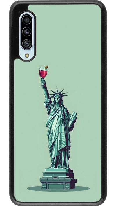 Samsung Galaxy A90 5G Case Hülle - Freiheitsstatue mit einem Glas Wein