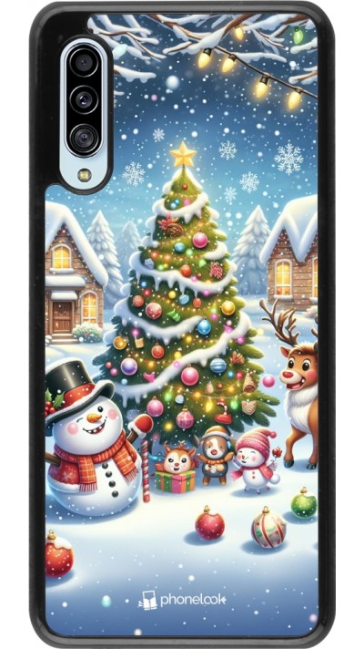 Coque Samsung Galaxy A90 5G - Noël 2023 bonhomme de neige et sapin