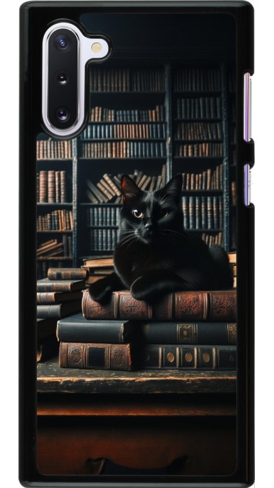 Samsung Galaxy Note 10 Case Hülle - Katze Bücher dunkel