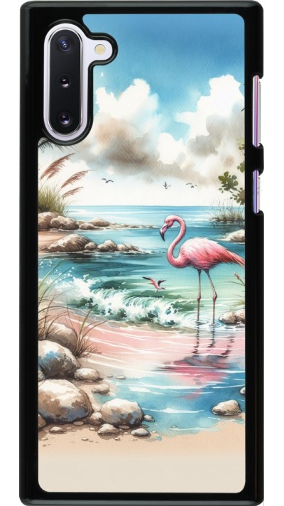 Coque Samsung Galaxy Note 10 - Flamant rose aquarelle