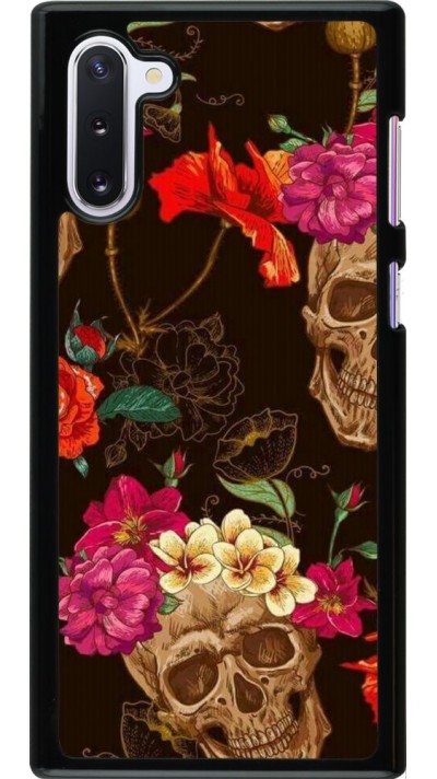 Hülle Samsung Galaxy Note 10 - Skulls and flowers