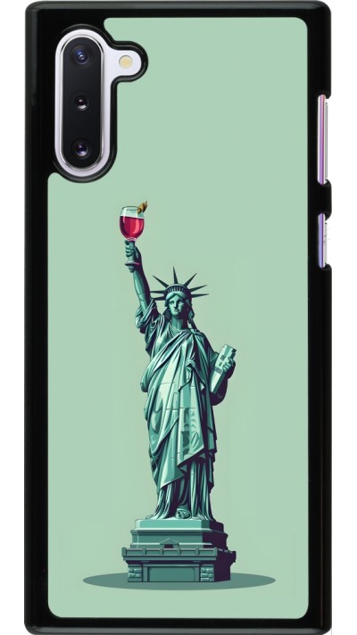Samsung Galaxy Note 10 Case Hülle - Freiheitsstatue mit einem Glas Wein