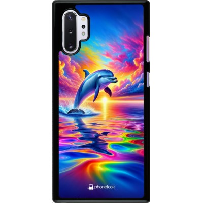 Coque Samsung Galaxy Note 10+ - Dauphin arc-en-ciel heureux
