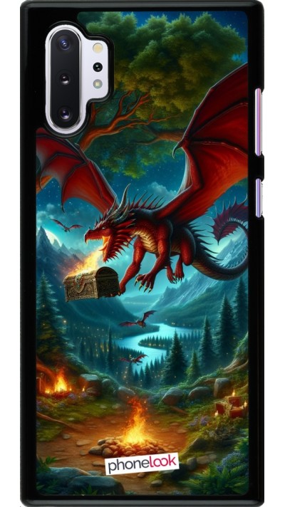 Coque Samsung Galaxy Note 10+ - Dragon Volant Forêt Trésor
