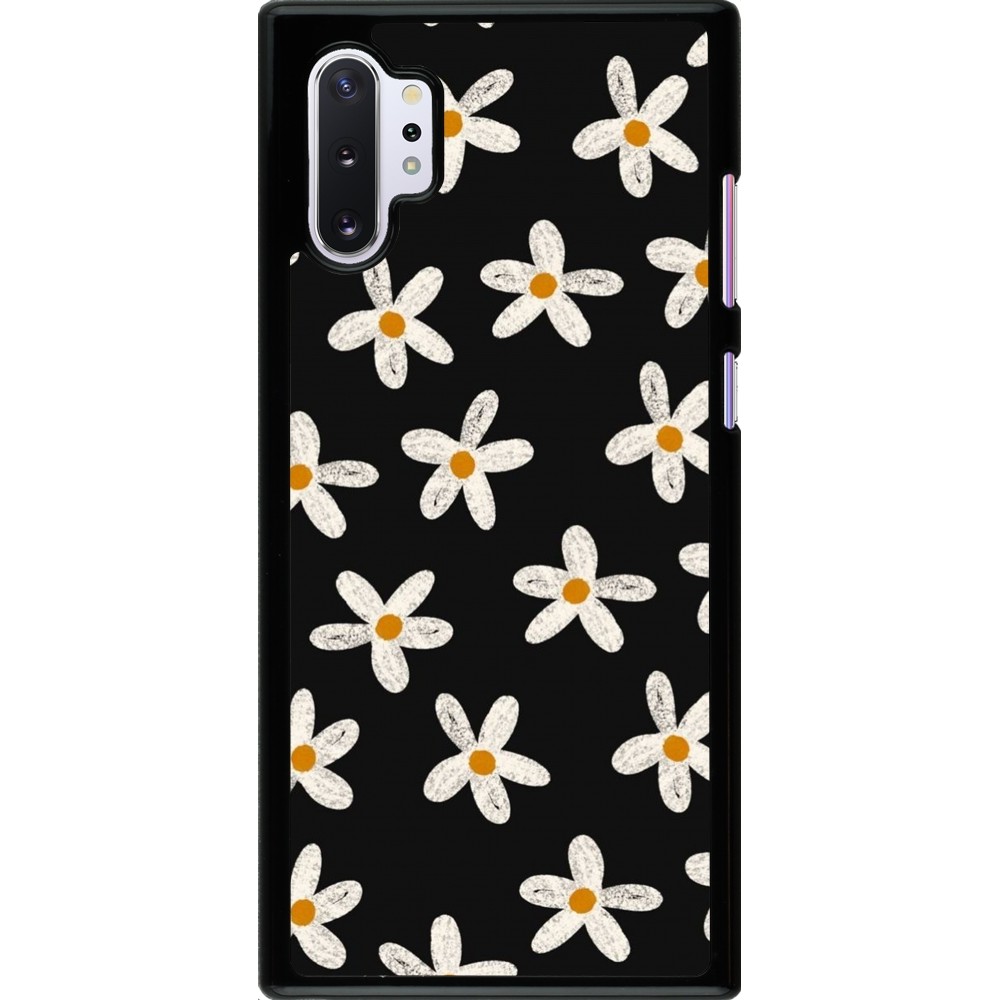 Samsung Galaxy Note 10+ Case Hülle - Easter 2024 white on black flower