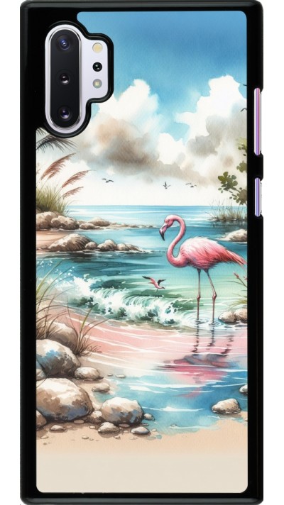 Coque Samsung Galaxy Note 10+ - Flamant rose aquarelle