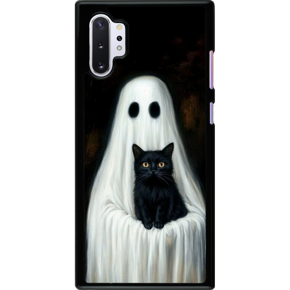 Samsung Galaxy Note 10+ Case Hülle - Halloween 2025 Ghost with black cat