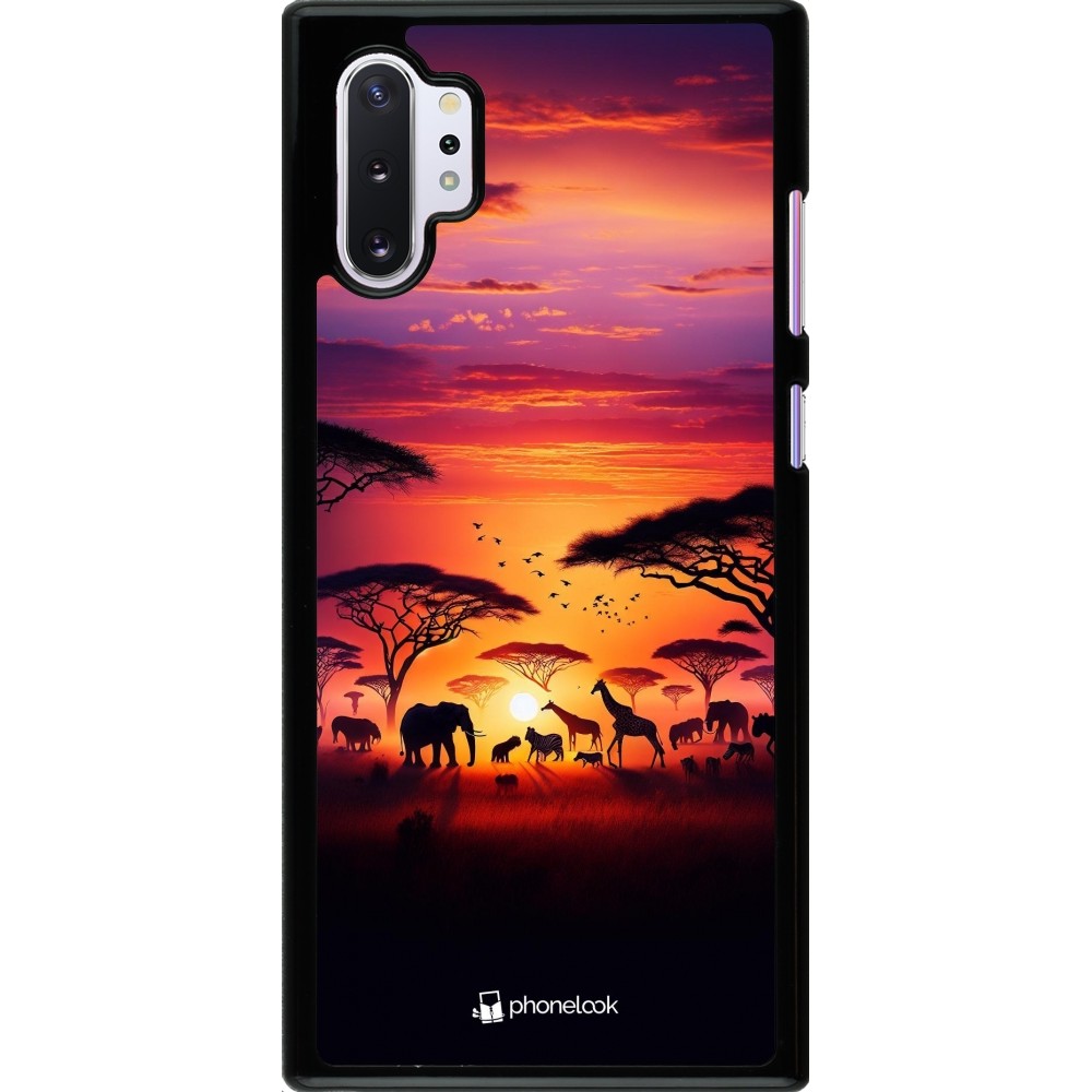 Samsung Galaxy Note 10+ Case Hülle - Safari Sonnenuntergang Wildtiere