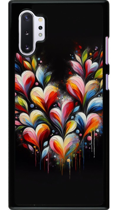 Coque Samsung Galaxy Note 10+ - Valentine 2024 Coeur Noir Abstrait