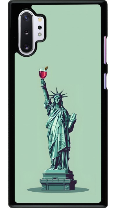 Coque Samsung Galaxy Note 10+ - Wine Statue de la liberté avec un verre de vin