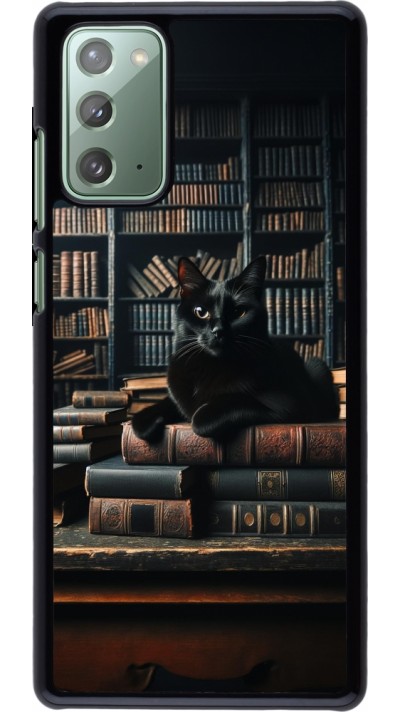 Samsung Galaxy Note 20 Case Hülle - Katze Bücher dunkel