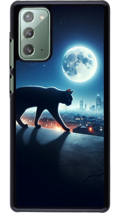 Coque Samsung Galaxy Note 20 - Chat noir sous la pleine lune