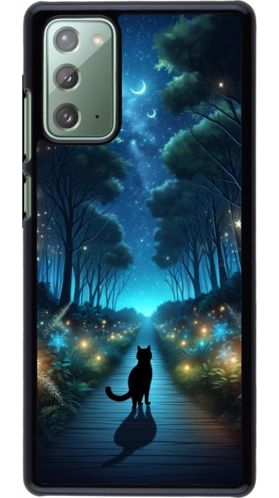 Coque Samsung Galaxy Note 20 - Chat noir promenade