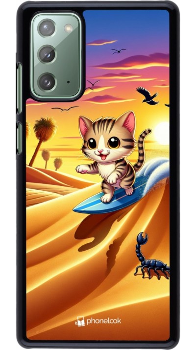 Coque Samsung Galaxy Note 20 - Chat surfeur au soleil