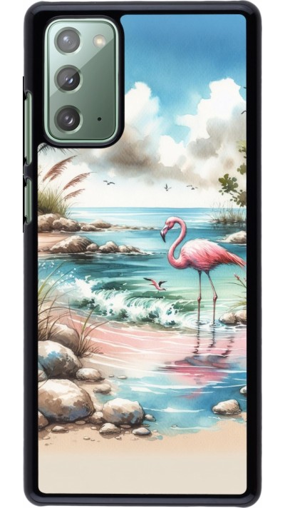 Coque Samsung Galaxy Note 20 - Flamant rose aquarelle