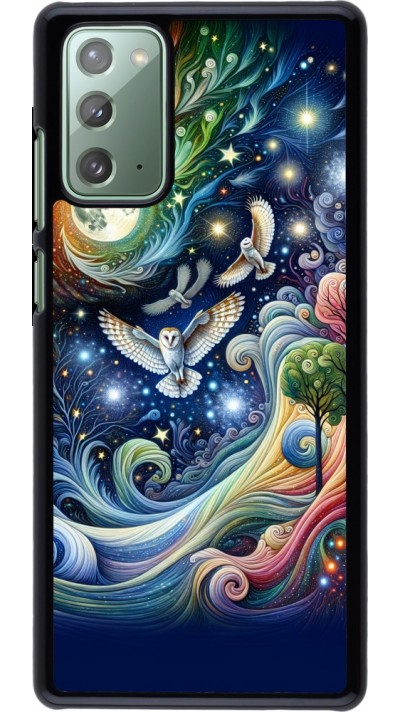 Coque Samsung Galaxy Note 20 - hibou volant floral