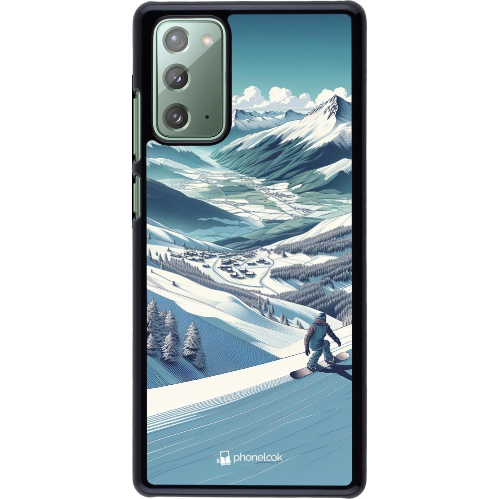 Samsung Galaxy Note 20 Case Hülle - Snowboarder Berg