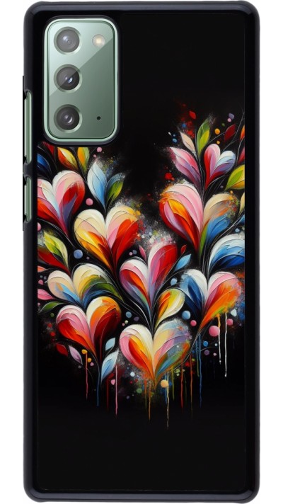 Coque Samsung Galaxy Note 20 - Valentine 2024 Coeur Noir Abstrait