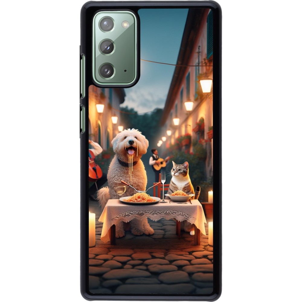 Samsung Galaxy Note 20 Case Hülle - Valentin 2024 Hund & Katze Kerzenlicht
