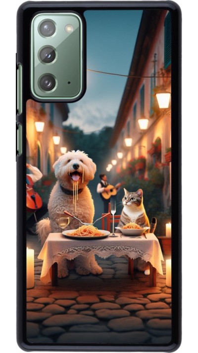 Coque Samsung Galaxy Note 20 - Valentine 2024 Dog & Cat Candlelight