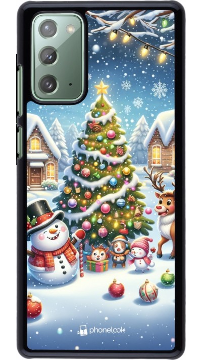 Coque Samsung Galaxy Note 20 - Noël 2023 bonhomme de neige et sapin