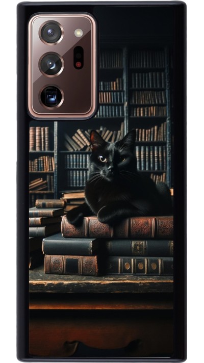 Samsung Galaxy Note 20 Ultra Case Hülle - Katze Bücher dunkel