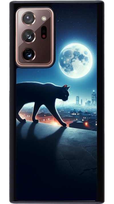 Coque Samsung Galaxy Note 20 Ultra - Chat noir sous la pleine lune