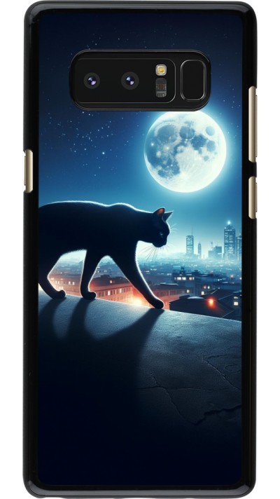 Coque Samsung Galaxy Note8 - Chat noir sous la pleine lune