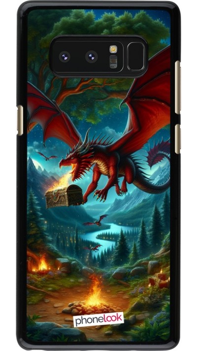 Coque Samsung Galaxy Note8 - Dragon Volant Forêt Trésor