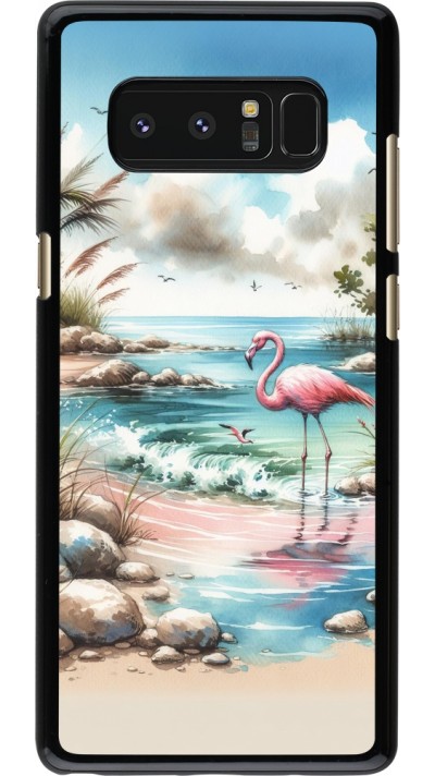 Coque Samsung Galaxy Note8 - Flamant rose aquarelle