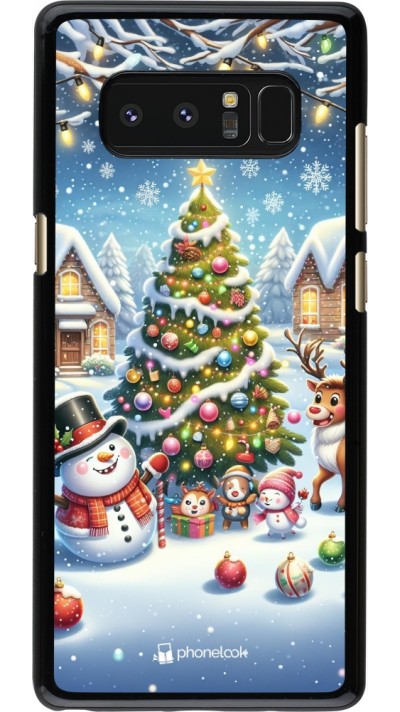 Coque Samsung Galaxy Note8 - Noël 2023 bonhomme de neige et sapin