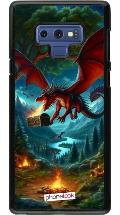 Coque Samsung Galaxy Note9 - Dragon Volant Forêt Trésor