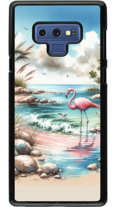 Coque Samsung Galaxy Note9 - Flamant rose aquarelle