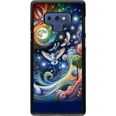 Coque Samsung Galaxy Note9 - hibou volant floral