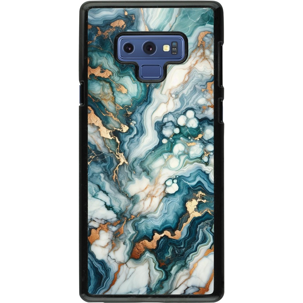 Samsung Galaxy Note9 Case Hülle - Grüner Blauer Goldener Marmor