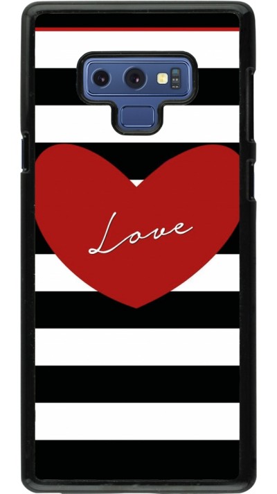 Coque Samsung Galaxy Note9 - Valentine 2023 heart black and white lines