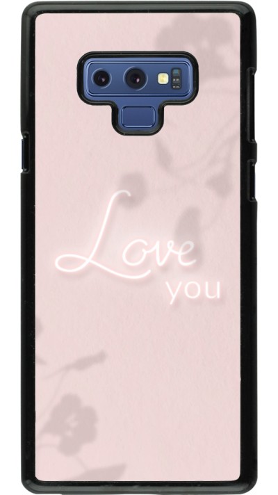 Coque Samsung Galaxy Note9 - Valentine 2023 love you neon flowers shadows