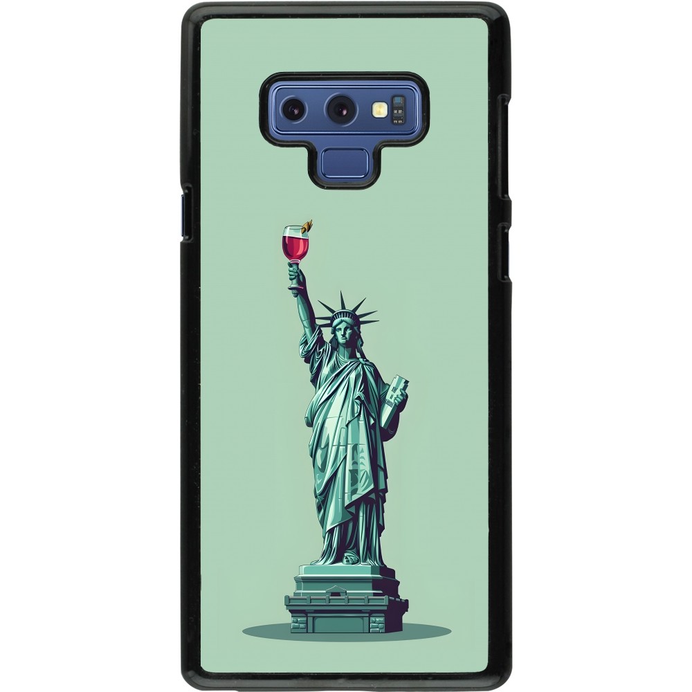 Coque Samsung Galaxy Note9 - Wine Statue de la liberté avec un verre de vin