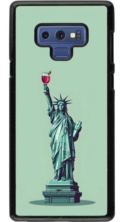Coque Samsung Galaxy Note9 - Wine Statue de la liberté avec un verre de vin