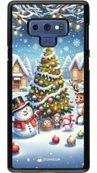 Coque Samsung Galaxy Note9 - Noël 2023 bonhomme de neige et sapin