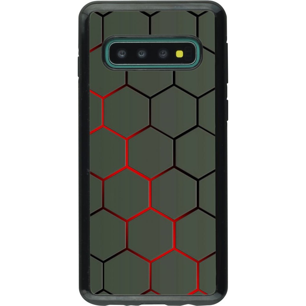 Hülle Samsung Galaxy S10 - Hybrid Armor schwarz Geometric Line red